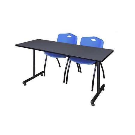 Kobe Rectangle Kobe Trng Table, w/2M Stack Chairs, 66x30", 66" W, 29" H, Laminate Top, Gray MKTRCT6630GY47BE